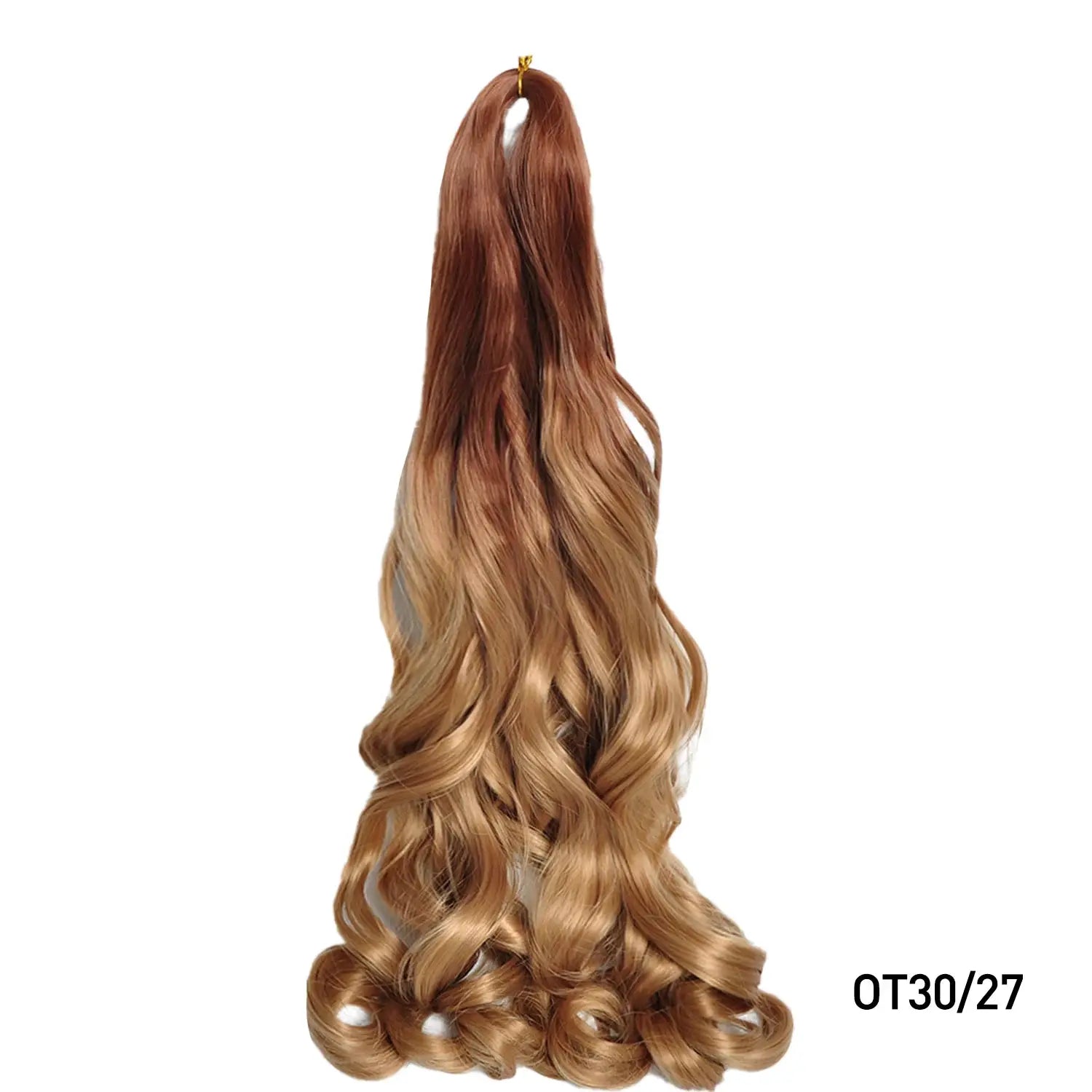 French Curls braiding hair extensions, 24in, synthetic spiral curls in brown-to-blonde ombre, pre-stretched bundle