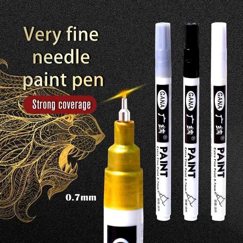 Oil-based paint markers by GANA, 4pc set with white and black inks, 0.7mm tip, waterproof