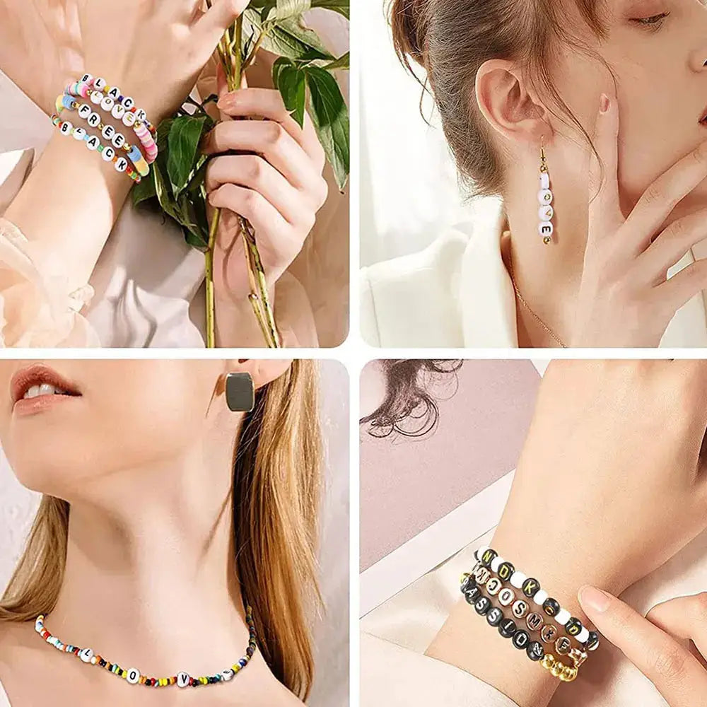 700 Pieces 7 Color Round Beads Set Acrylic Alphabet And Number Beads For Jewelry Making DIY Friendship Bracelet Craft