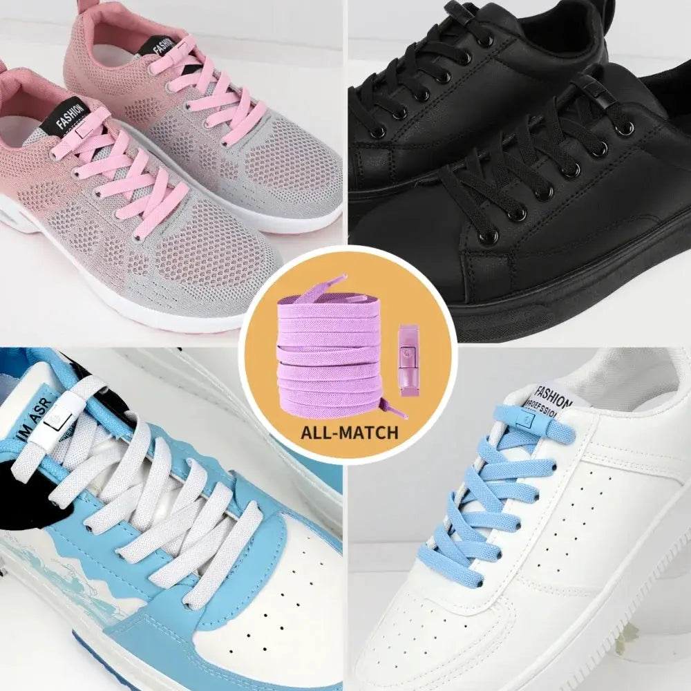 Elastic No Tie Shoelaces Press Lock For Sneakers 8mm Widened Flat Laces For Kids And Adults