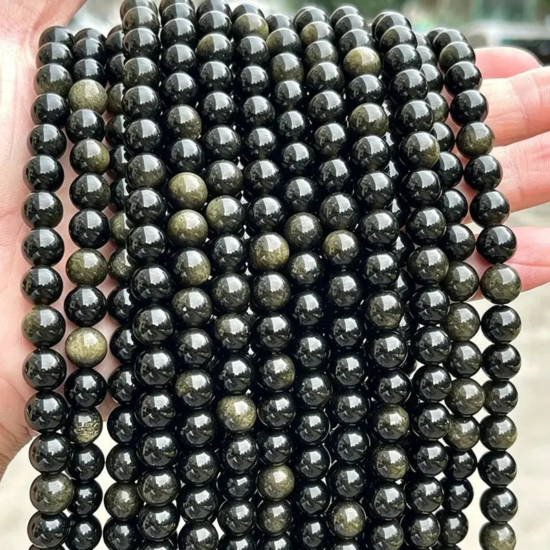 4mm 6mm 8mm 10mm Natural Stone Black Obsidian Beads Polished Round Loose Spacer Beads For Jewelry Making DIY Necklace