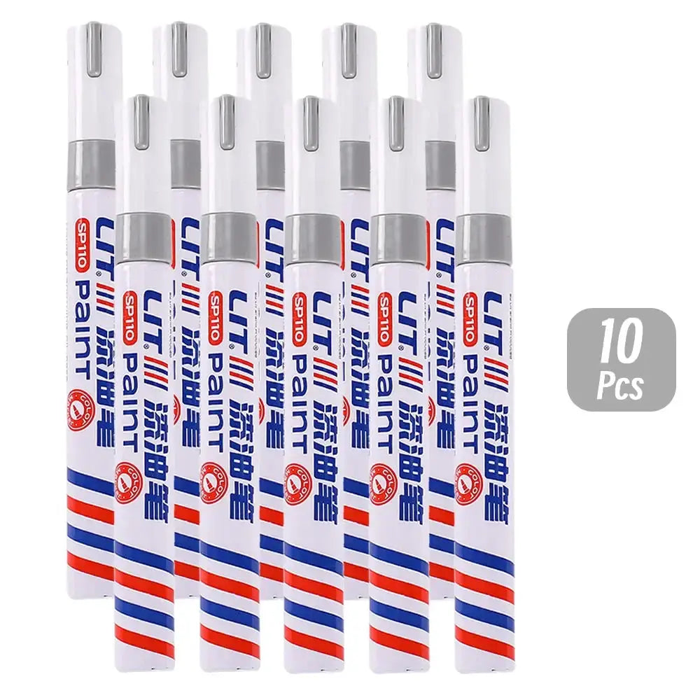 3mm permanent paint markers, 10-pack in 8 colors; waterproof for metal, rubber, fabric — Simples Market