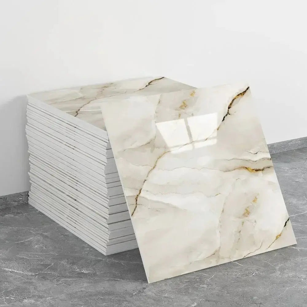 Self-adhesive marble ceramic tile sheets; white with gray veins; waterproof; Simples Market; pack of 10–50 pcs