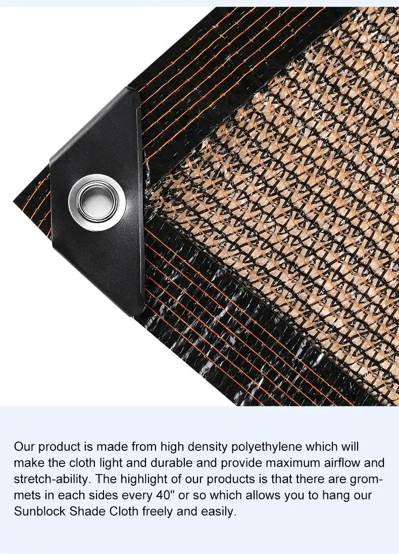 Garden Shade Cloth with Grommets by Simples Market; black woven shade fabric with metal grommet
