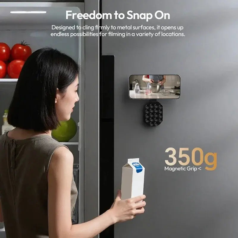 Original Ulanzi MA39 MagLock suction cup phone mount by Simples Market, black for iPhone on fridge