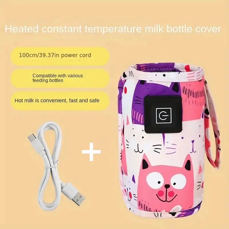 USB Milk Warmer with Travel Insulated Bag Portable Nursing Bottle Heater for Baby Feeding Christmas Halloween