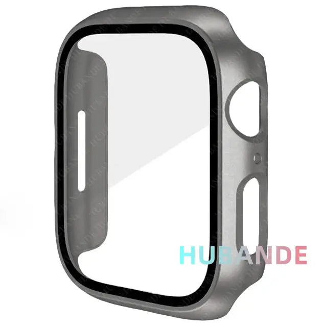 Simples Market glass screen protector and Apple Watch case, fits 40–46mm, silver-gray