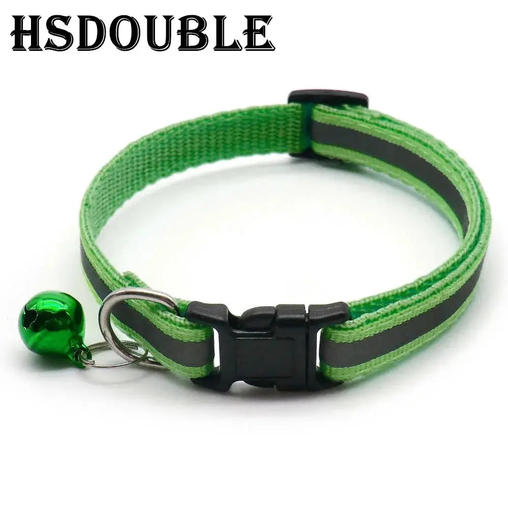 2 Pack Reflective Adjustable Cat And Small Dog Collars With Sash Bells In 12 Colors For Night Visibility