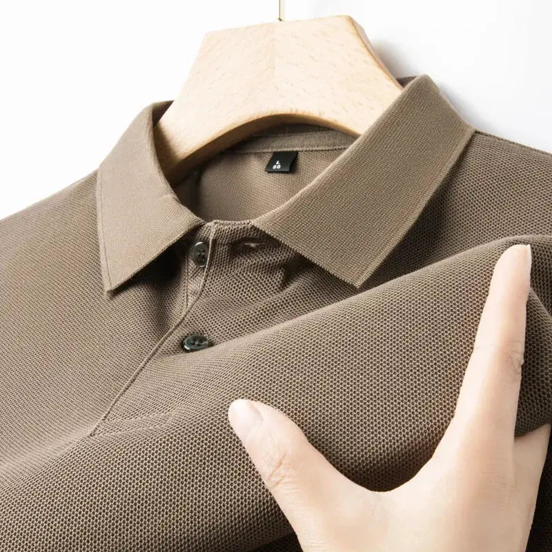 Simples Market men's 100% cotton polo shirt in brown, breathable polo knit fabric