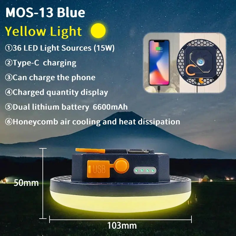 Moslighting 9900mAh Rechargeable Camping Lantern With Magnetic Base Portable Led Light For Outdoor Camping