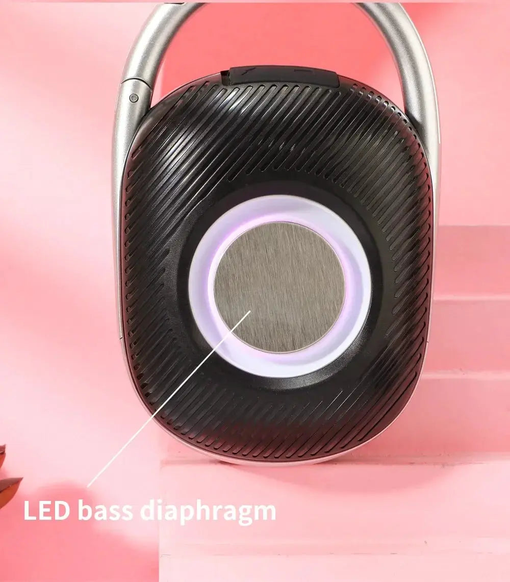 TG321 outdoor portable waterproof Bluetooth speaker, black with a purple LED ring around the metal driver.