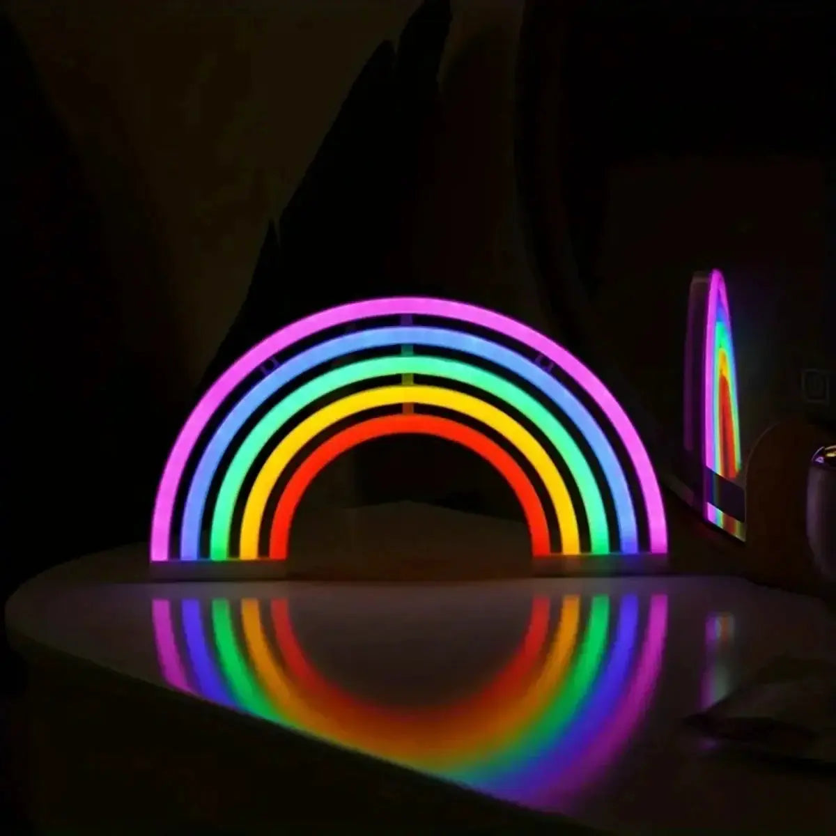 Rainbow neon light desktop night lamp by Simples Market with colorful LED arches