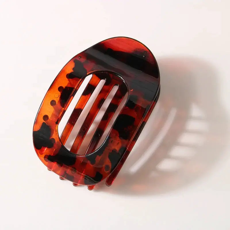 Leopard Pattern Oval Flat Hair Clips Large French Acrylic Claw Clip For Secure Hold And Style