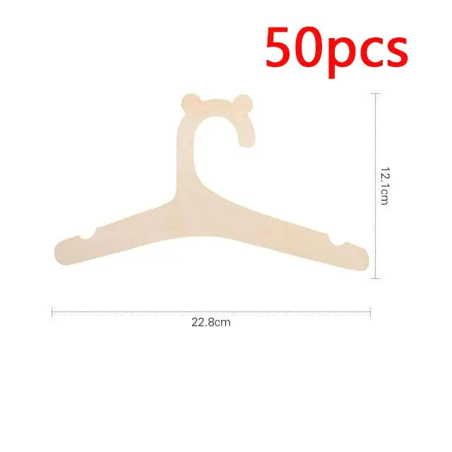 Bear-shaped wooden baby clothes hanger set by Simples Market, 50 pcs