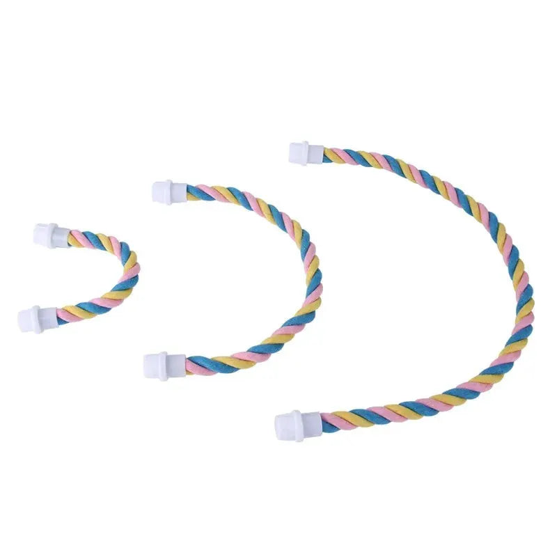 Parrot rope bite toy set of 3; colorful cotton rope climbing swing for bird cages