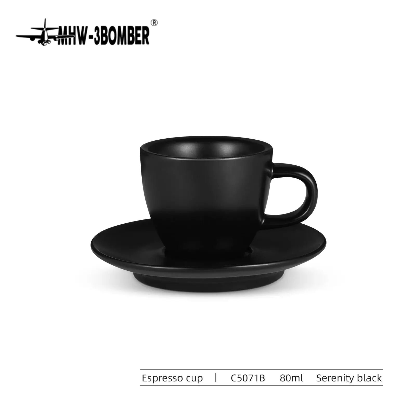 MHW 3 Bomber Espresso Mug 80ml Ceramic Coffee Cup and Saucer Set for Latte Art and Home Barista