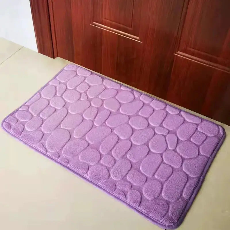 CobbleSafe Cobblestone Embossed Memory Foam Bath Mat With Non Slip Backing For Superior Absorption