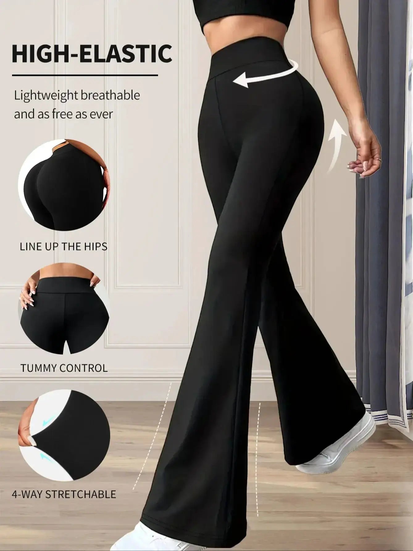 NovaWear High Waisted Flared Pants For Women Stretchy Fabric Over Twenty Percent Spandex All Day Comfort