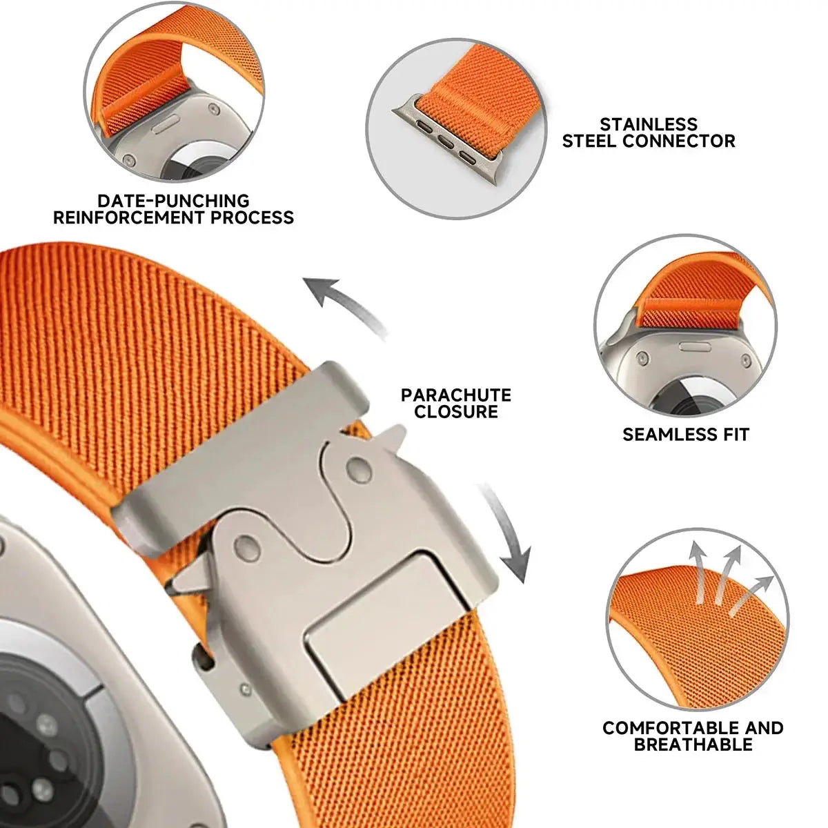 Parachute Nylon Strap for Apple Watch Band 46mm Ultra 3 2 49mm 44mm 42mm 40mm 45mm 41mm Bracelet IWatch Series 11 10 9 8 7 6 SE