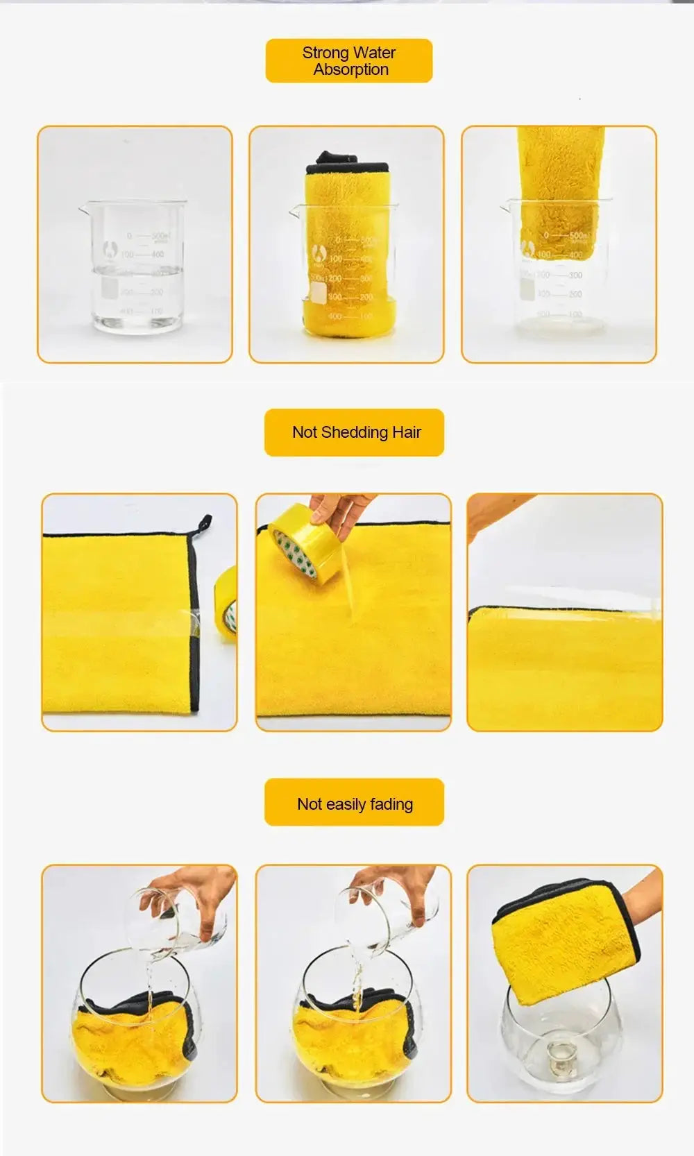Car wash towel Simples Market, yellow microfiber absorbent thickened, 30/40/60 cm