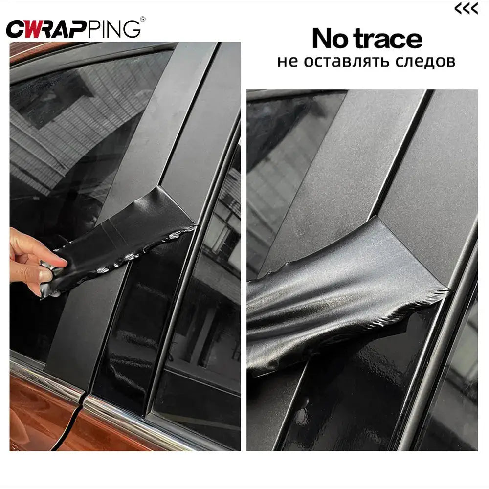 Carbon fiber car wrap in glossy matte black, waterproof adhesive vinyl film