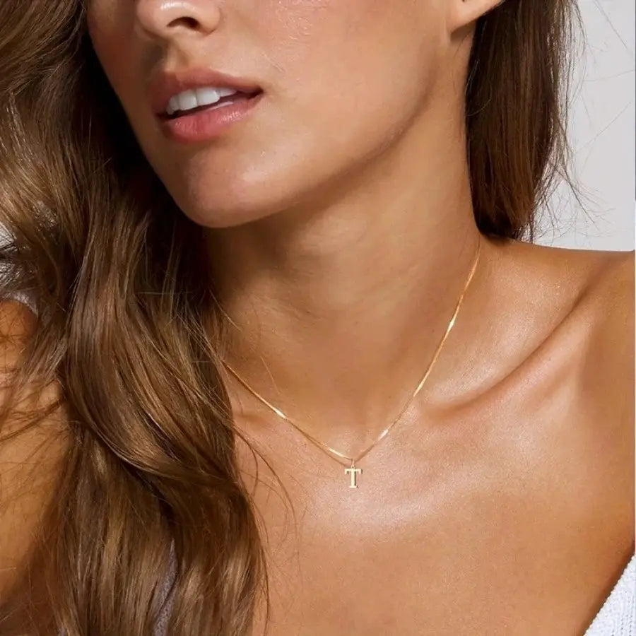 A Z Initial Necklace 18K Gold Plated Stainless Steel Letter Necklace for Women Personalized Gift