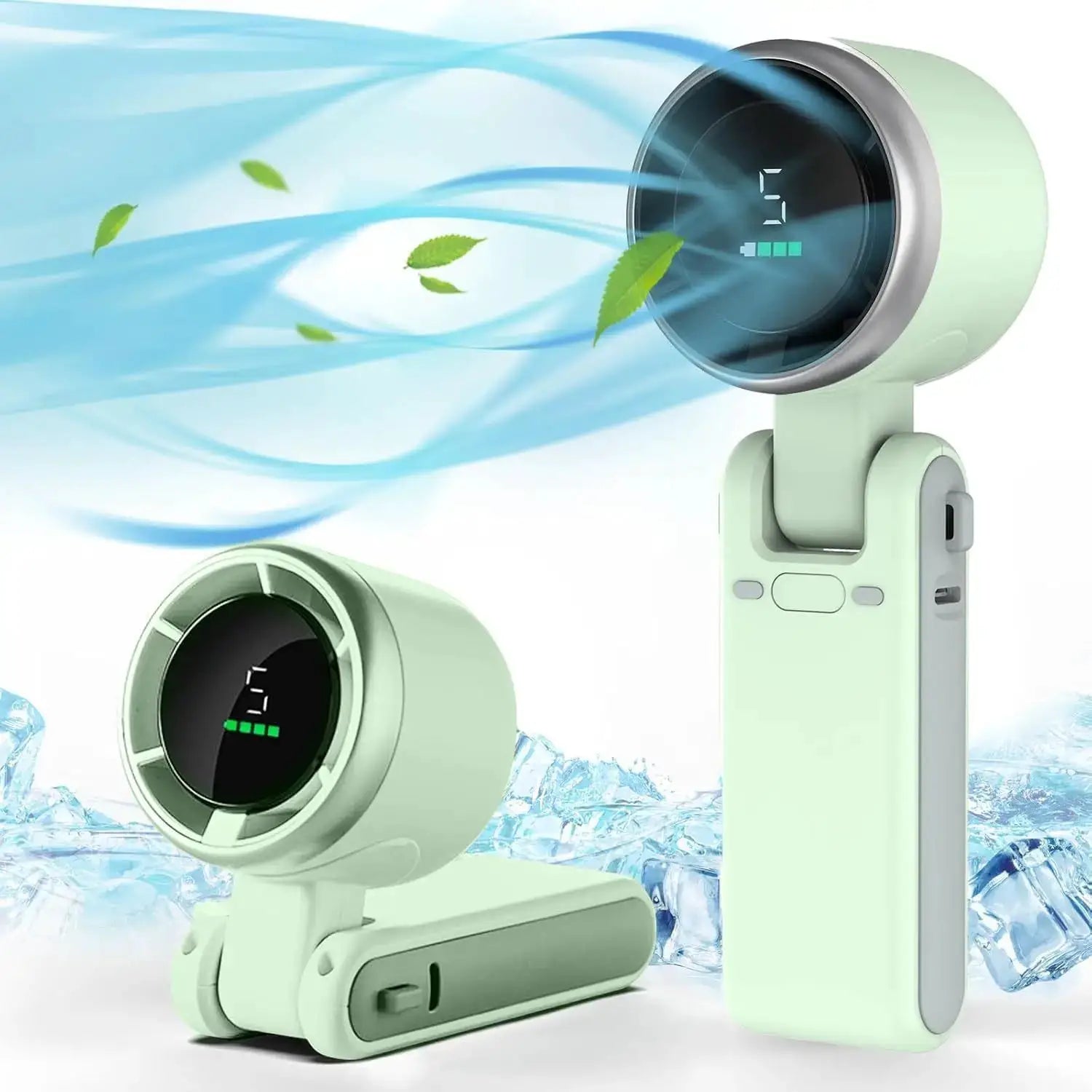 3 In 1 Portable Fan With 5 Speed Settings 3600mAh Rechargeable Battery USB Charging Travel Mini Fan