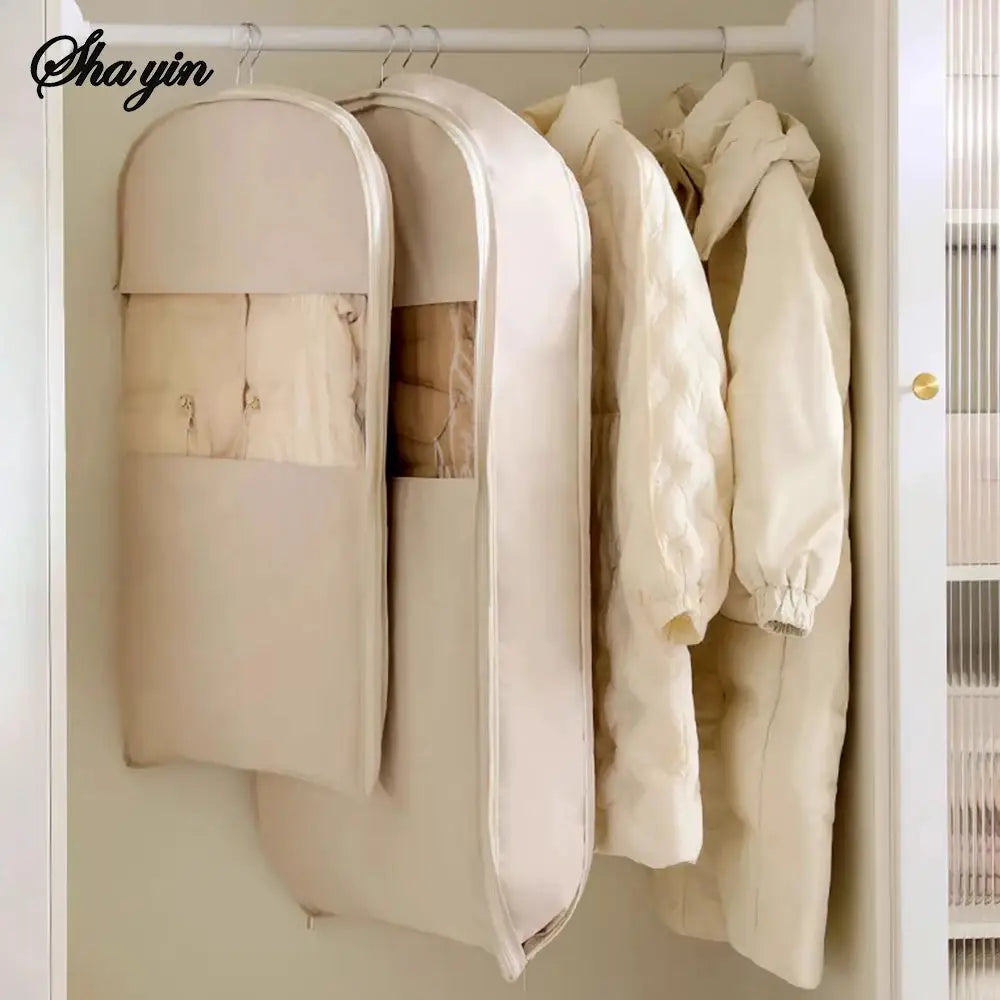 Visible Compression Hanging Bag For Down Jackets And Winter Gear Dust Cover Wardrobe Organizer For Household Storage