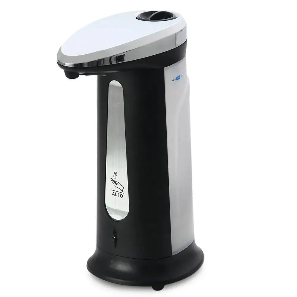 Automatic soap dispenser, 400ml, ABS plastic, Simples Market, touchless sensor, black with silver accents.