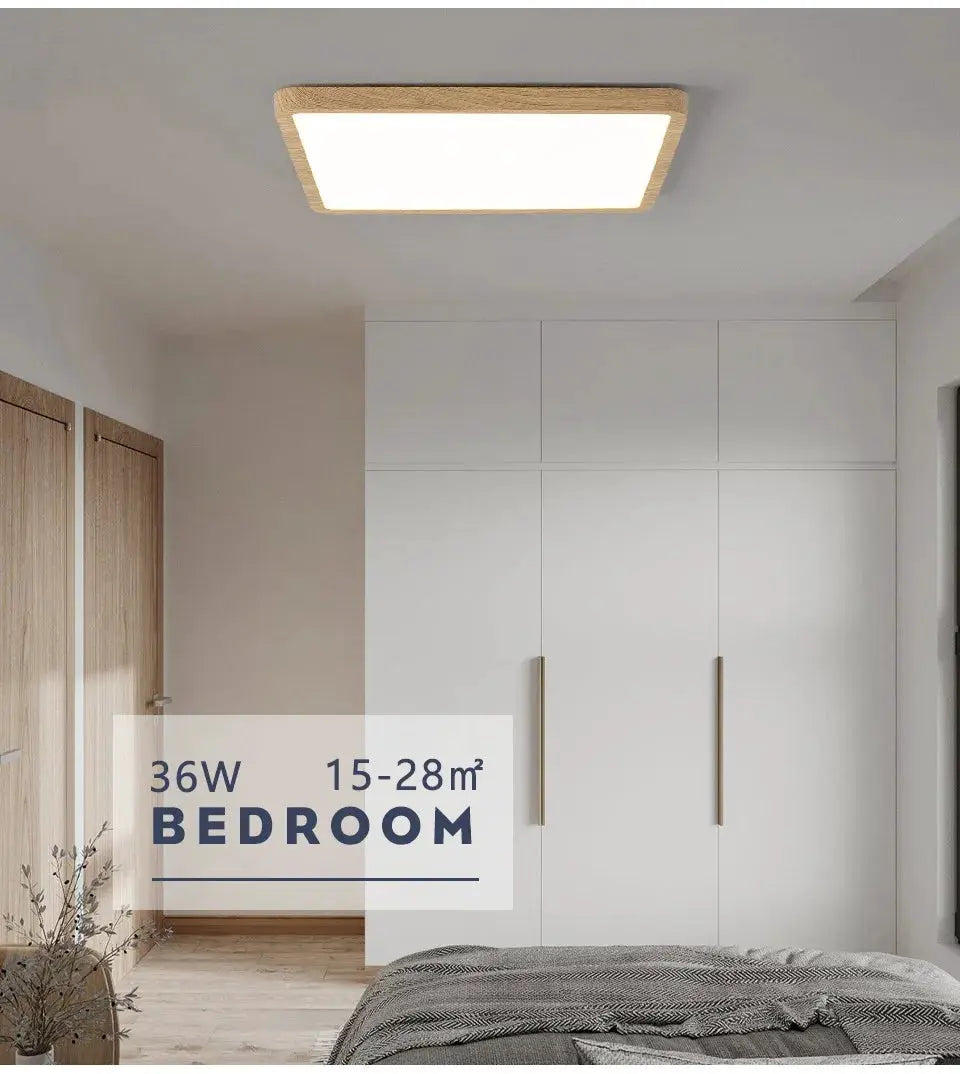 MARPOU Tuya Smart LED square ceiling lamp with wood grain frame for bedroom by Simples Market