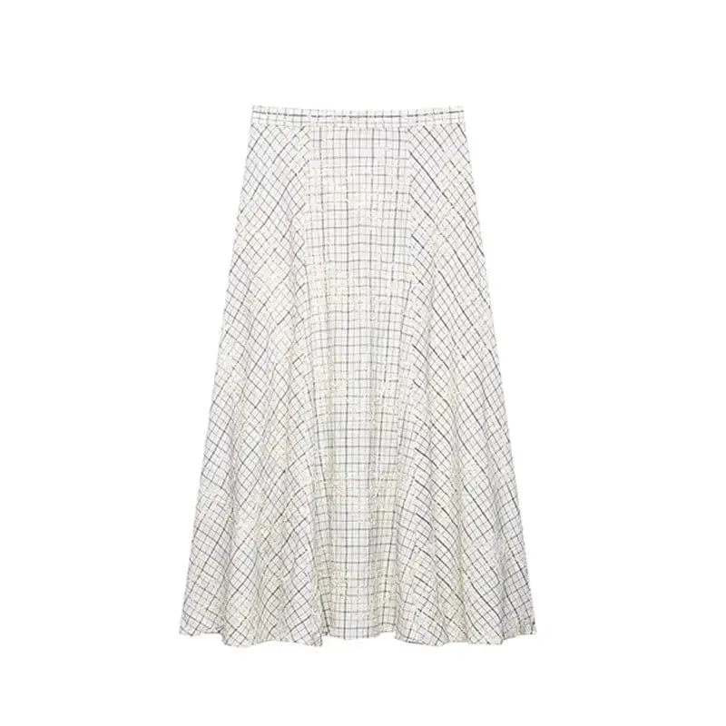 TFAFXY 2026 Summer Bow Plaid Embroidered Blouse And Midi Skirt Set Y2K