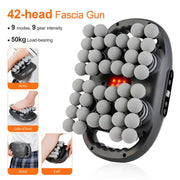 42-head fascia gun massage device by Simples Market, black with gray foam heads for full-body back/neck/waist massage