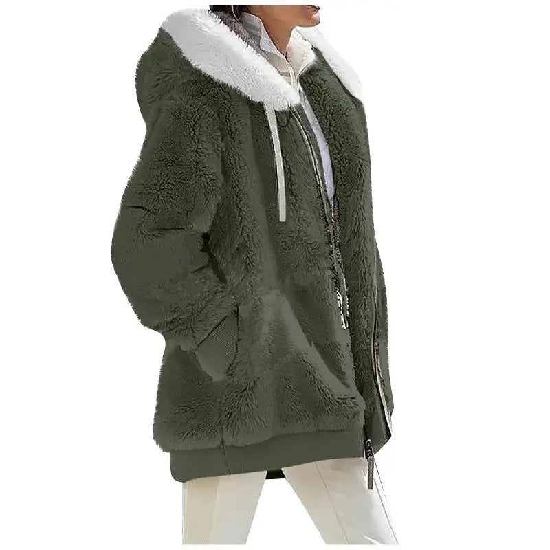 EverCozy Women Hooded Fleece Jacket Thick Warmth Casual Streetwear for Autumn and Winter