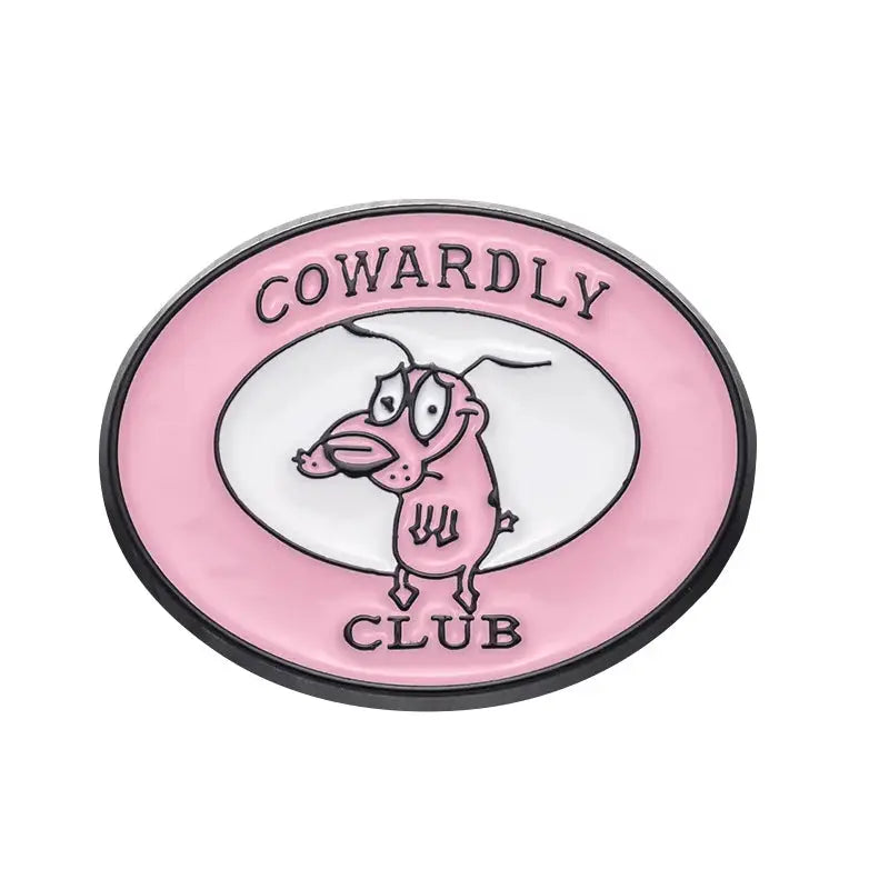 Cartoon Courage The Cowardly Dog Enamel Pin Pink Dog Brooch Lapel Badge Jewelry Gift For Kids And Friends