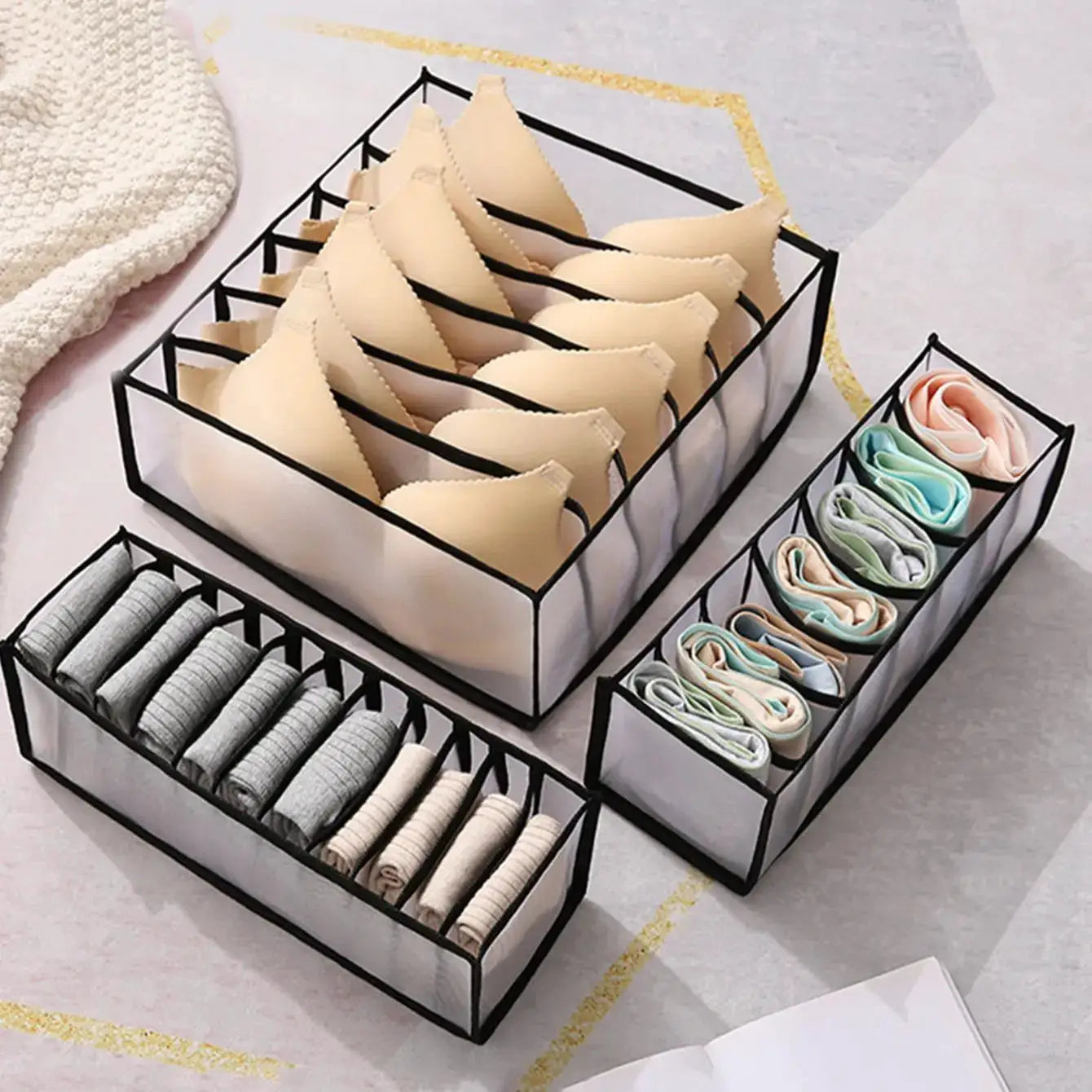 Foldable Closet Drawer Organizer For Socks And Underwear 7 9 11 Grid Storage Box Jeans Bra Organizer