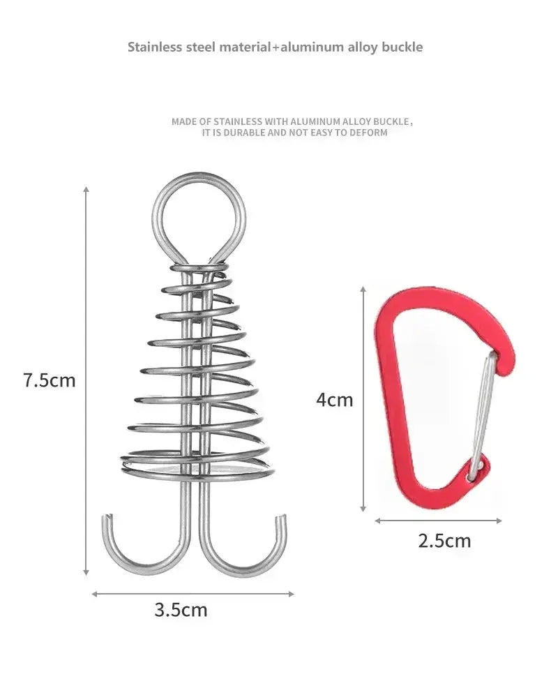 Simples Market 2-piece stainless steel camping rope buckle set with red carabiner clip
