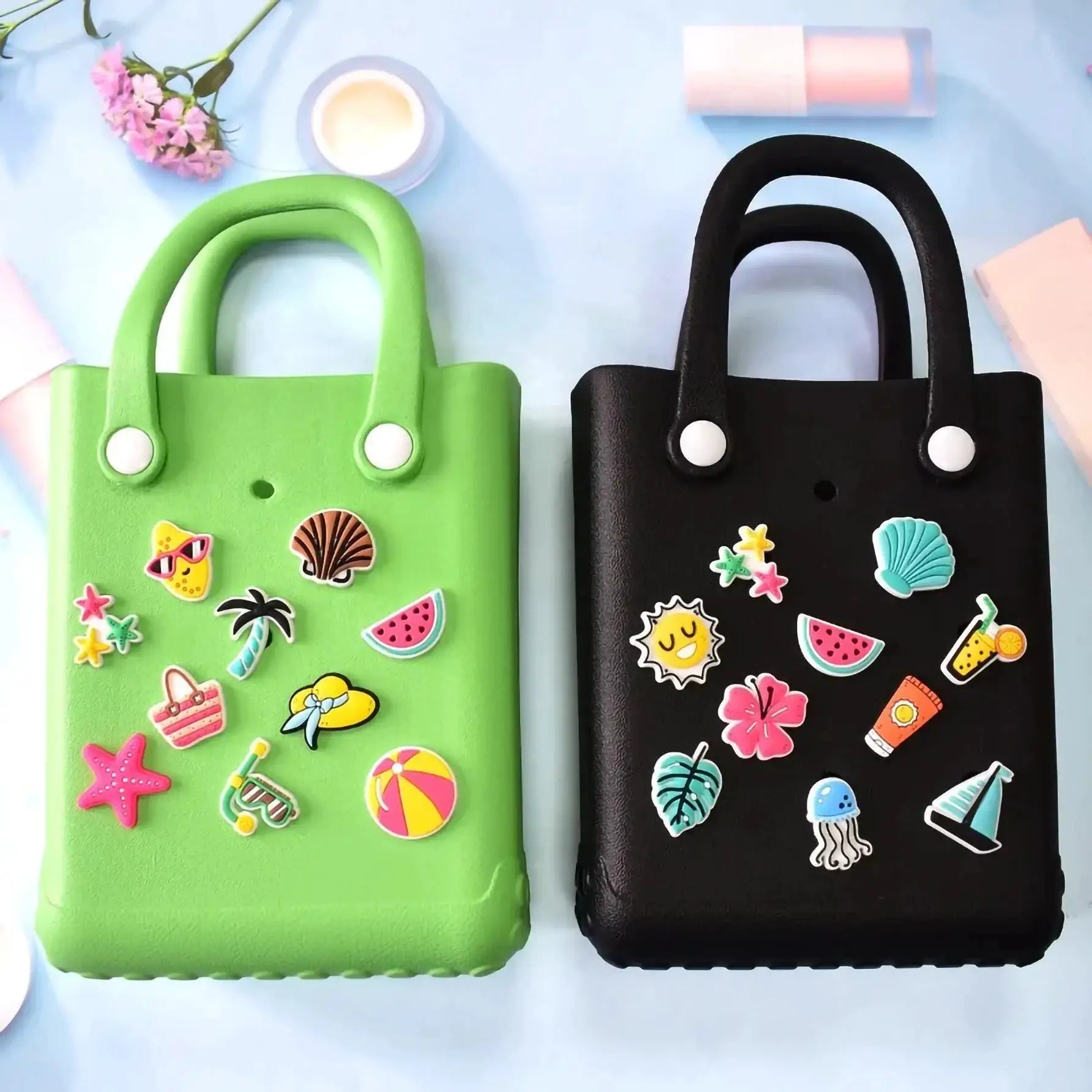 18 Pieces Rubber Bag Accessories Random Pairing Decorative Buckles for Women Beach Tote Handbag Summer Decoration