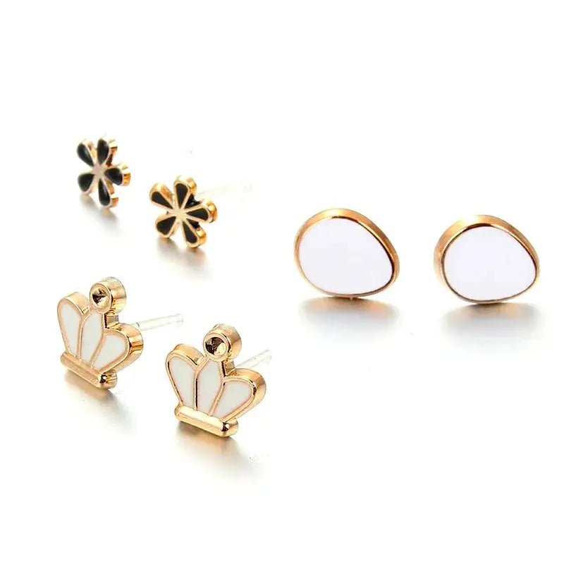 Wholesale 36 Pairs Mixed Styles Rhinestone Sunflower Geometric Animal Plastic Stud Earrings Set For Women Jewelry - Simples Market