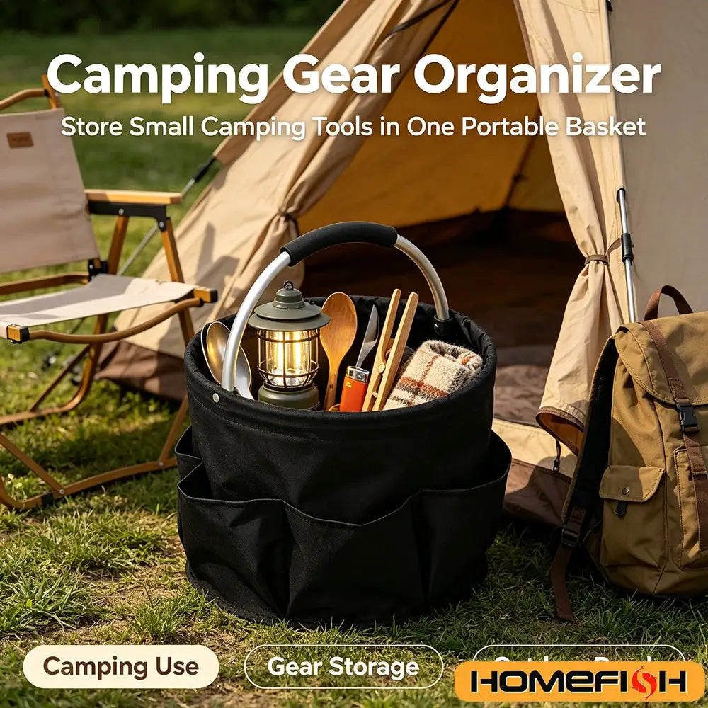 17L Large Folding Storage Organizer Bag by Simples Market, black camping gear caddy with handle
