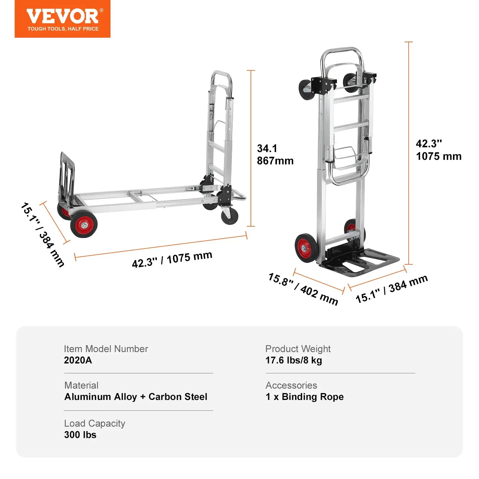 SucceBuy Folding Hand Truck 400 Lbs Capacity Lightweight Dolly With Wheels Foldable Luggage Utility Cart For Warehouse