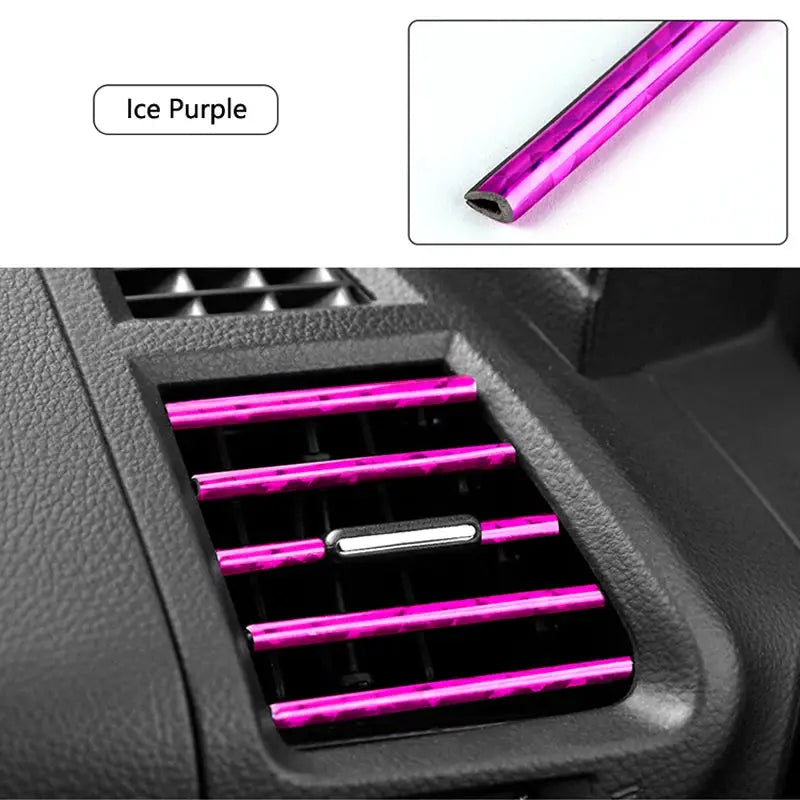 10 pcs ice purple car air vent decorative strips for universal U-shaped grille outlets