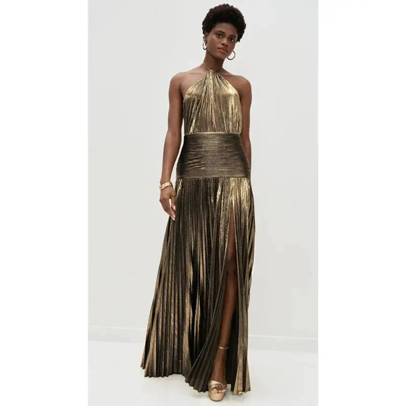 LuxeAura Luxurious Women Corset Dress Off Shoulder Halter Empire Waist With Slit Party Cocktail Evening Gown