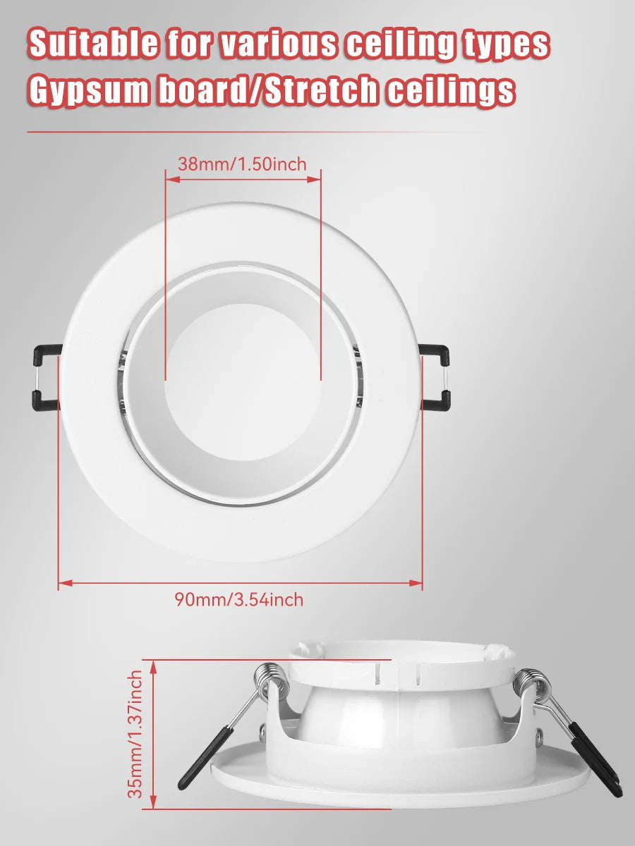 Simples Market white GU10 LED downlight recessed ceiling lamp with spring clips, 90mm diameter