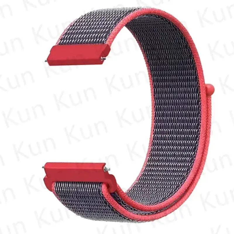 Nylon loop watch strap for Redmi Watch 5 Active/Lite, 20–22mm, Simples Market, dark mesh with red edging