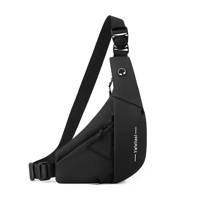 Sling chest bag black crossbody small shoulder bag for men with adjustable strap and front pocket