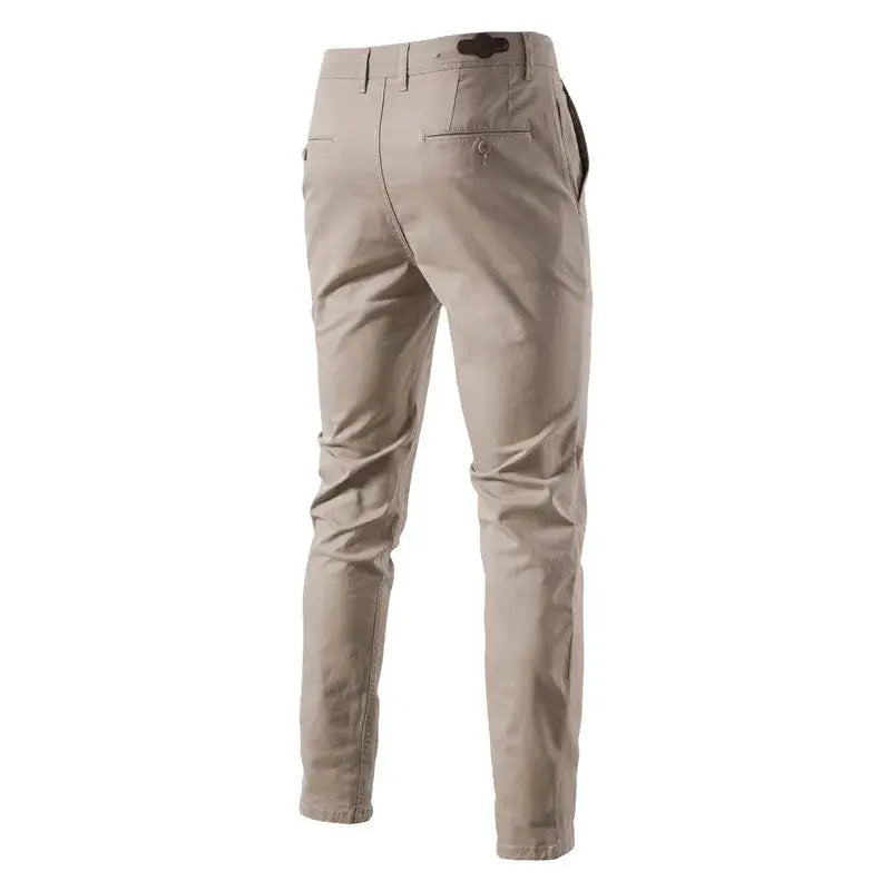 AIOPESON casual beige cotton slim-fit trousers for men