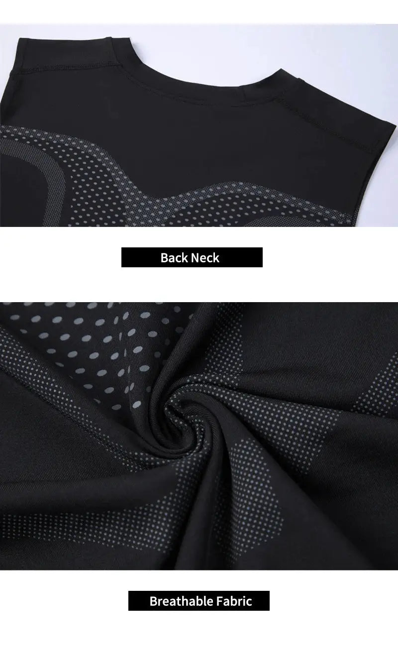 Simples Market men's compression tank top, black sleeveless gym shirt with quick-dry fabric and breathable dotted back pattern.
