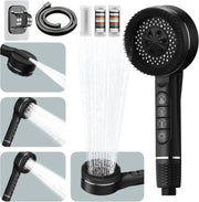 Filtered Shower Head With Four Spray Settings Water Seal ABS Plastic