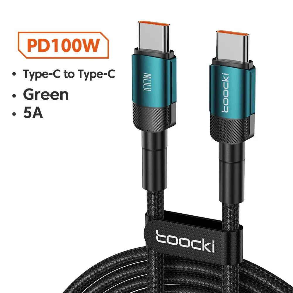 Toocki 100W USB C To USB C Cable PD 3.0 Quick Charge 4.0 Fast Charging And High Speed Data Transfer