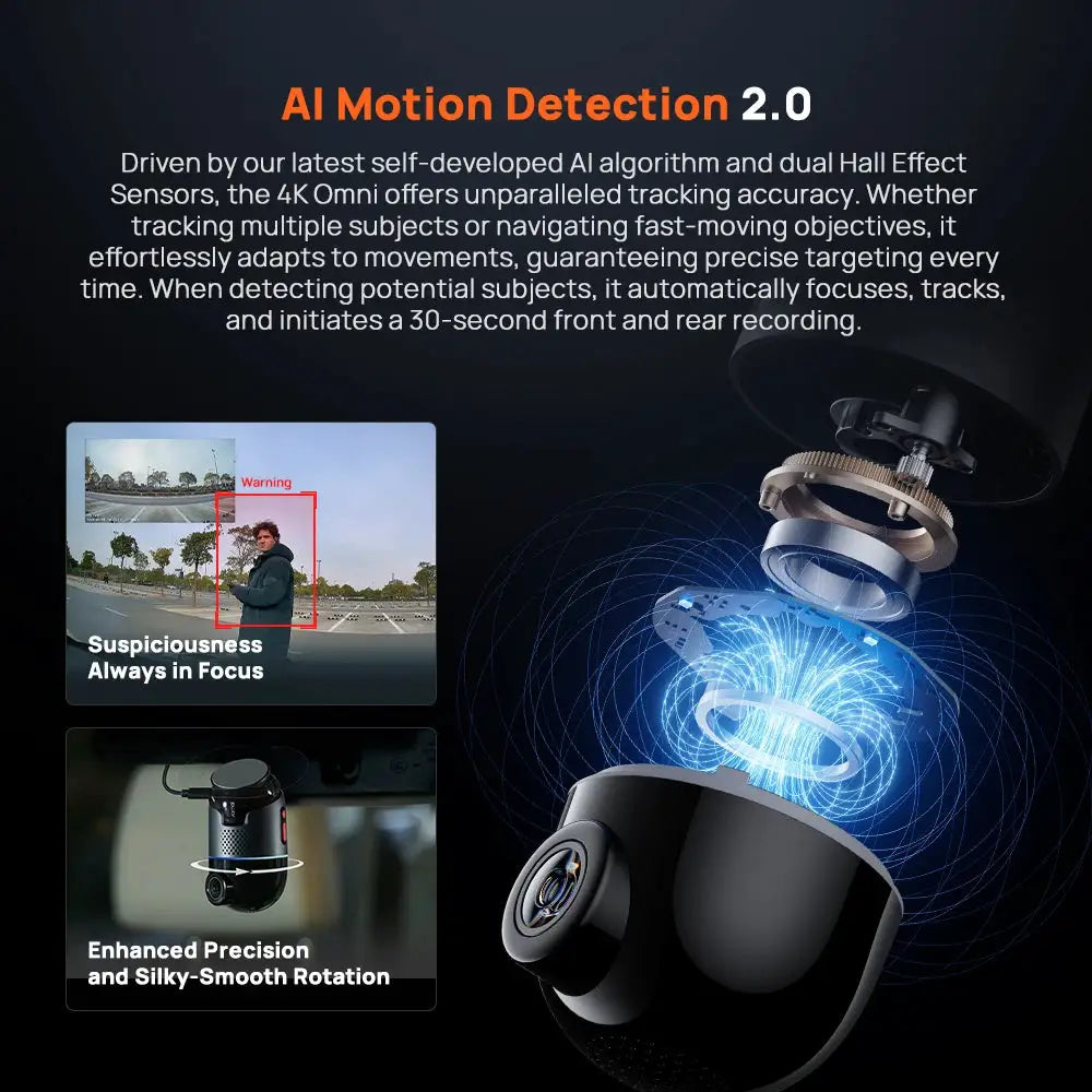 70mai Dash Cam 4K Omni X800, global version, 360° rotating dual-channel HDR — Simples Market